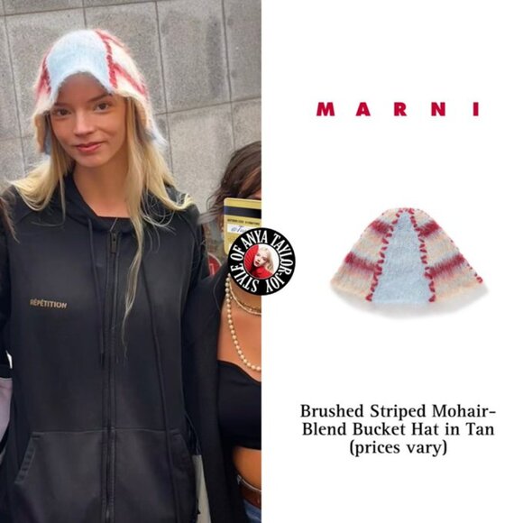 NWT MARNI  Brushed Striped Mohair-Blend Bucket Hat main image 6